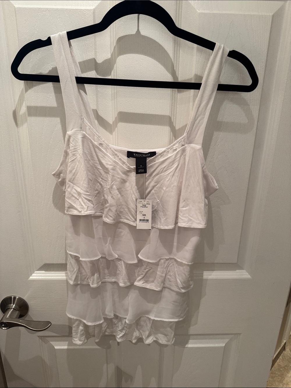 White House Black Market White Layered Ruffle Tank